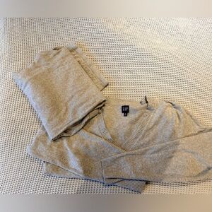 GAP CashSoft Heather Gray Sweater and Wide Leg Pants SET